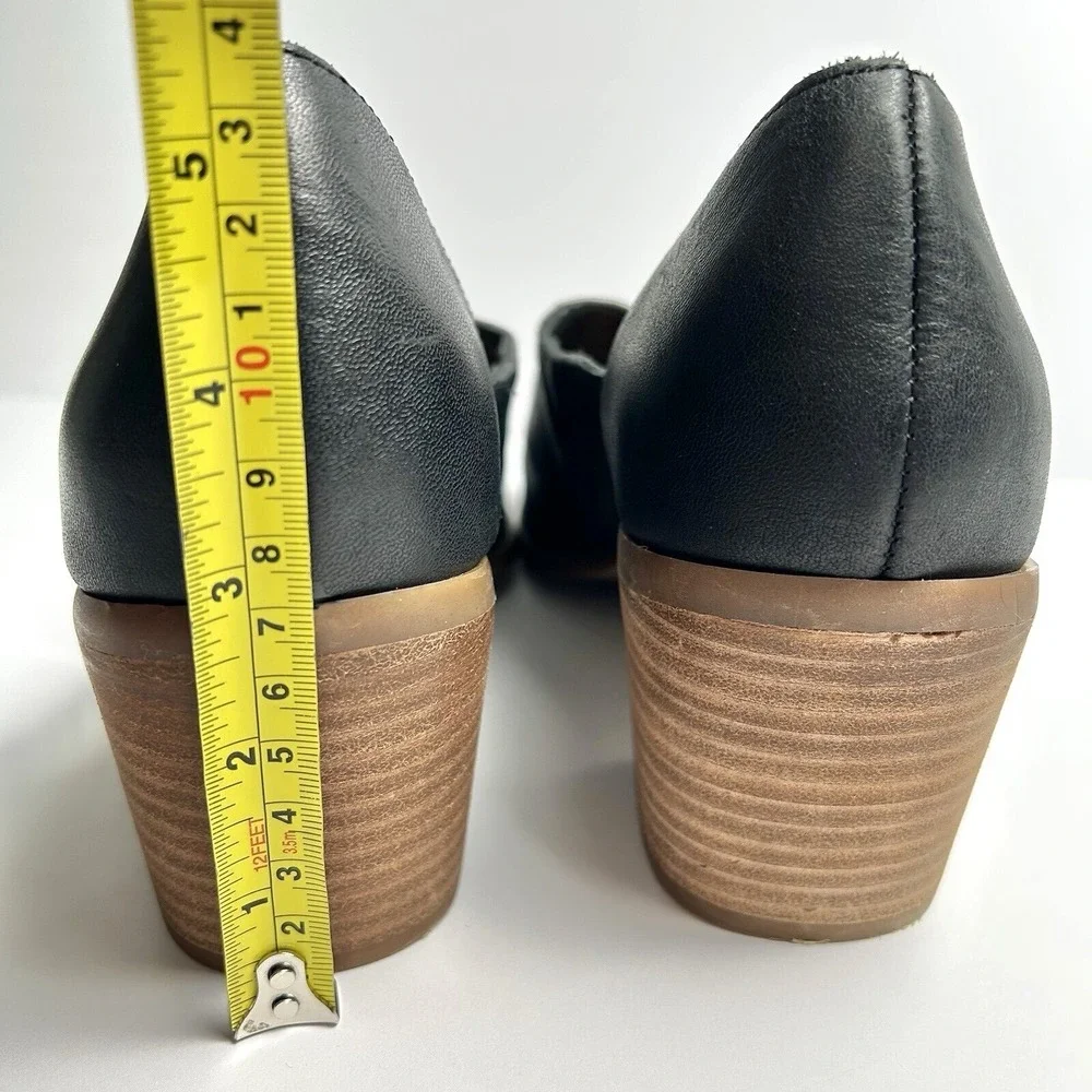 Sole Society NWOT Ramilia Black Leather Block Heel‎ Open Toe Shoe Women 9.5